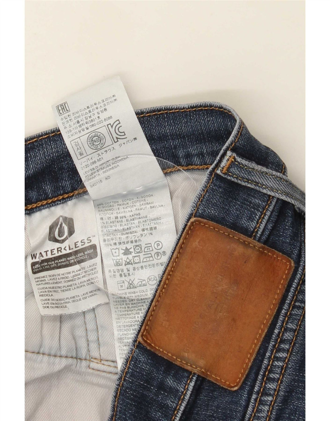 Levi's Mens Slim Jeans W34 L30 Azul Algodão
