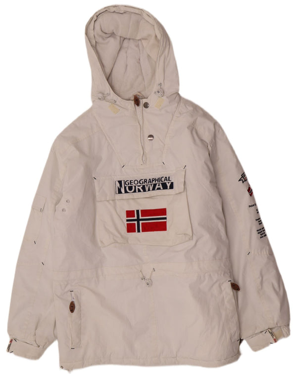 Jaqueta masculina com capuz gráfico Anorak da Geographic Norway UK 42 XL branca