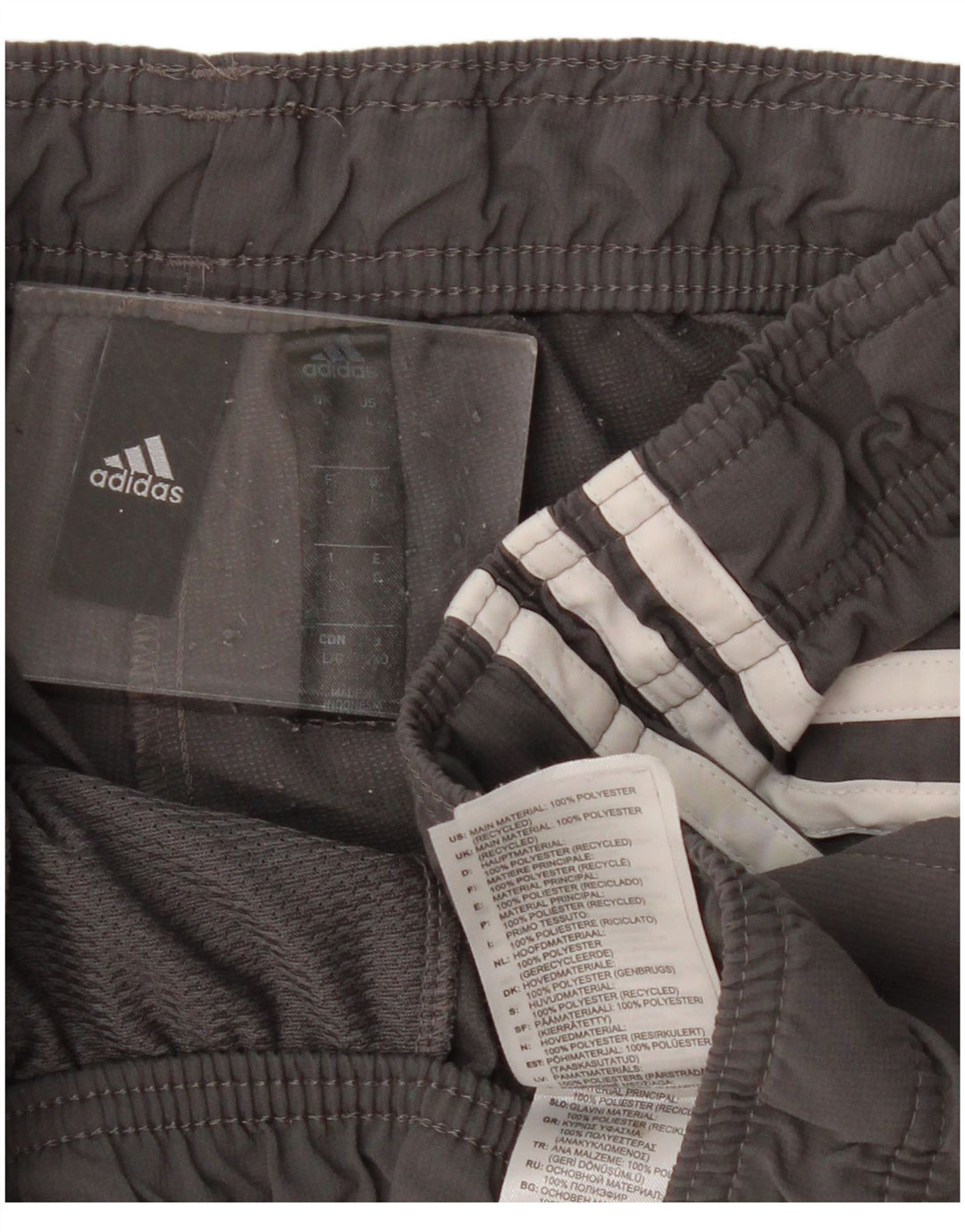 Shorts esportivos masculinos Adidas grande poliéster cinza