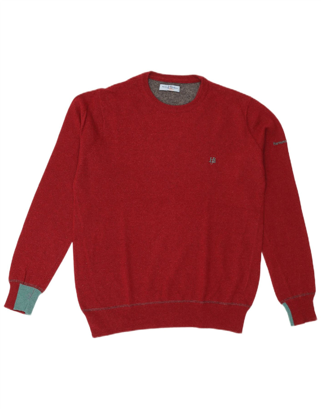Suéter masculino Harmont & Blaine com gola redonda, grande lã colorblock vermelha