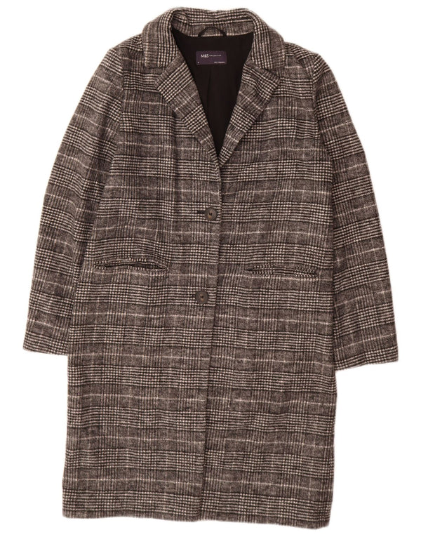 Sobretudo feminino oversized Marks & Spencer Reino Unido 10 pequeno xadrez preto