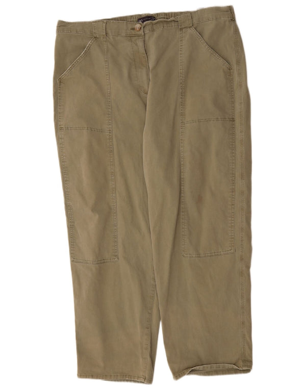 Calça casual feminina Marks & Spencer cônica Reino Unido 22 3XL W44 L28 cáqui