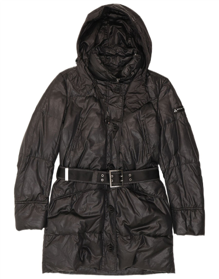 Casaco feminino acolchoado com capuz PEUTEREY EU 42 grande algodão preto