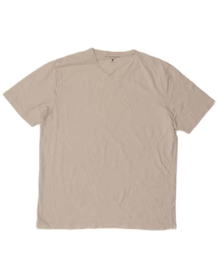 FRENCH CONNECTION Mens Classic Fit Camiseta Top 2XL Algodão Branco