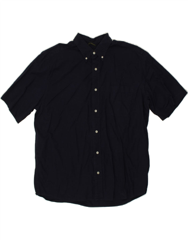 EDDIE BAUER Mens Short Sleeve Shirt Large Navy Blue Cotton | Vintage Eddie Bauer | Thrift | Second-Hand Eddie Bauer | Used Clothing | Messina Hembry 