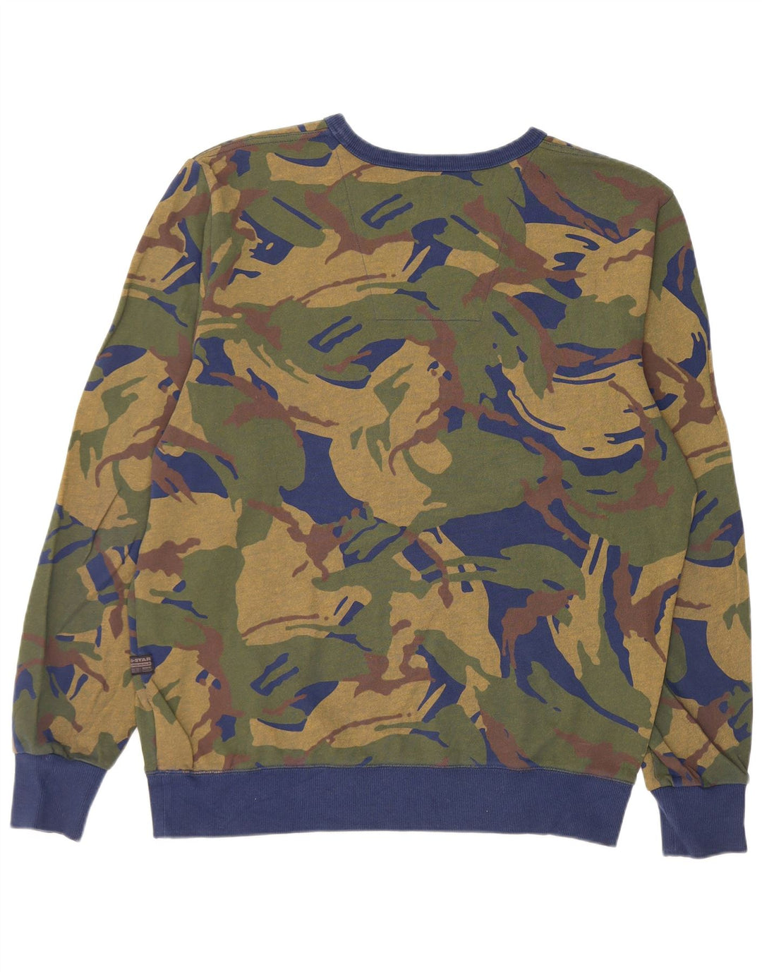 G-Star masculino gráfico regular ajuste moletom jumper grande camuflagem verde