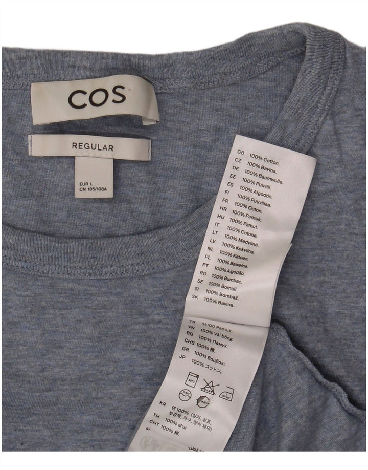 Cos Camiseta masculina regular de algodão manchado azul grande