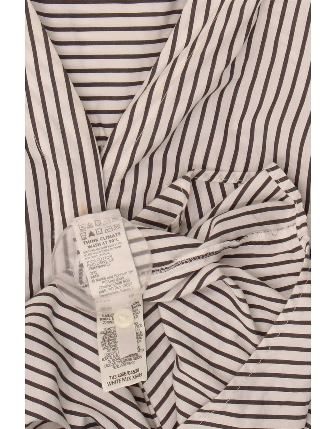 Pulôver feminino Marks & Spencer UK 16 grande algodão listrado branco