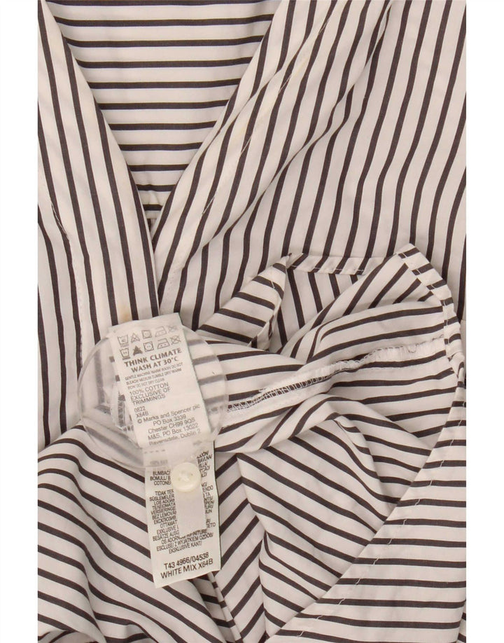 Pulôver feminino Marks & Spencer UK 16 grande algodão listrado branco