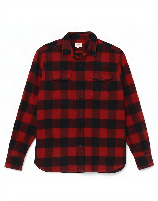 Camisa masculina de flanela Levi's médio vermelho algodão guingão