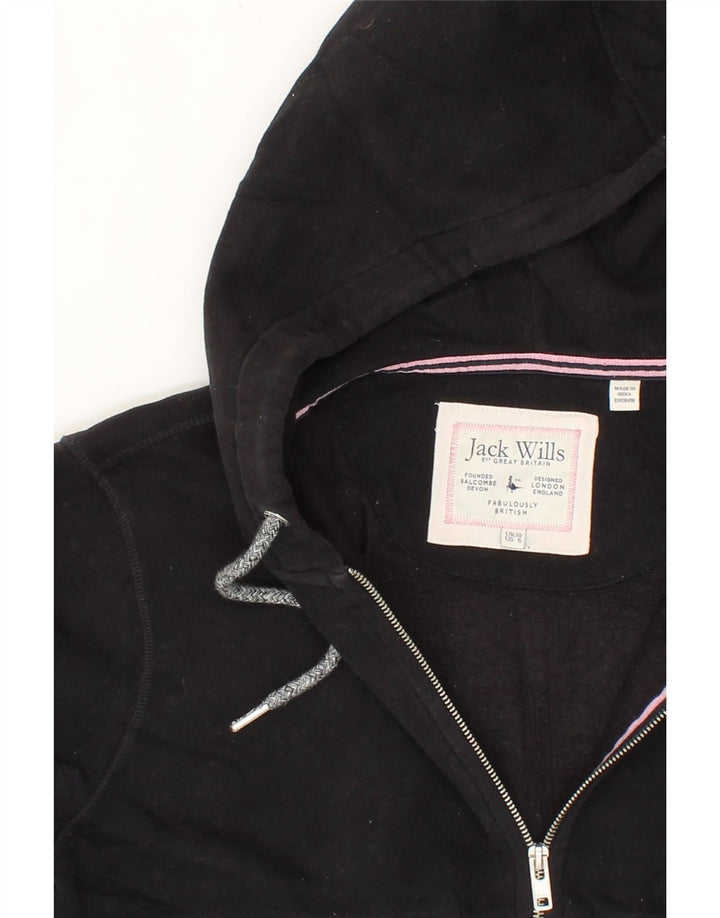 JACK WILLS Womens Crop Oversized Zip Hoodie Sweater UK 10 Small Black Vintage Jack Wills and Second-Hand Jack Wills from Messina Hembry 