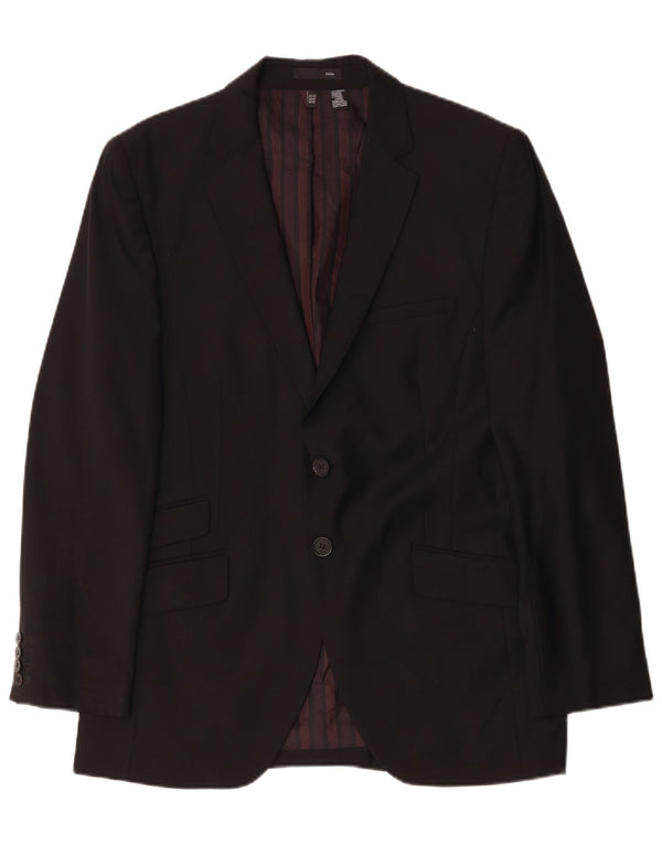 Jaqueta blazer masculina Zara com 2 botões EU 50 lã preta média