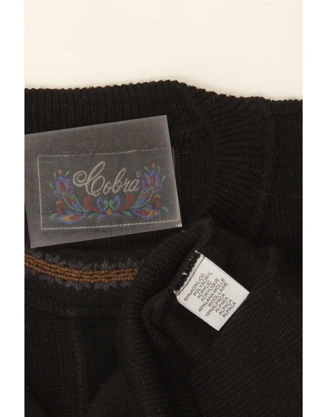 Suéter masculino Cobra com gola redonda IT 52 grande acrílico preto