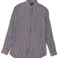 Camisa masculina Roccobarocco tamanho 40 15 3/4 algodão listrado azul marinho médio