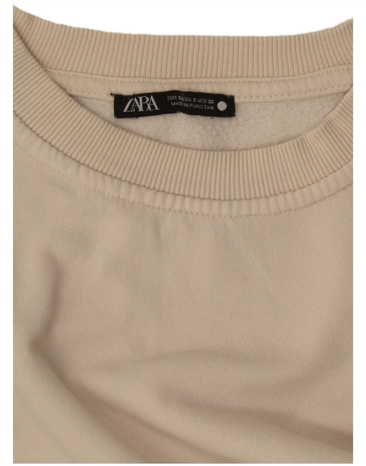 Zara Womens Crop Oversized Moletom Jumper Reino Unido 10 Pequeno Branco