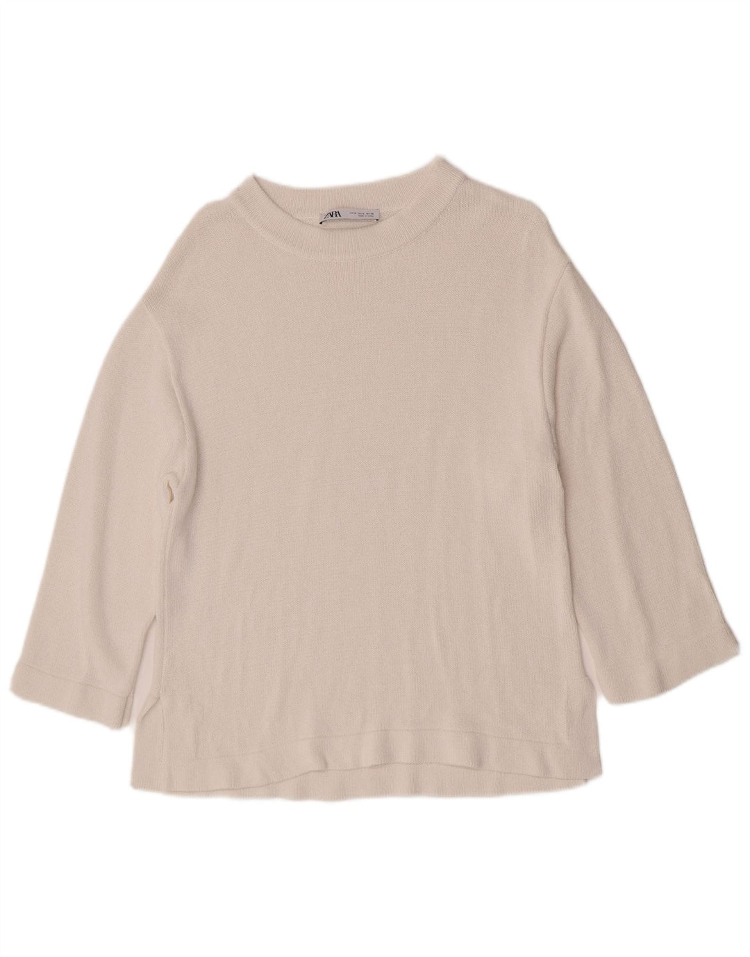 Suéter Zara feminino com gola canoa UK 14 médio branco