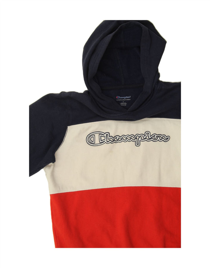 CHAMPION Womens Hoodie Jumper UK 16 Large Multicoloured Colourblock Vintage Champion and Second-Hand Champion from Messina Hembry 