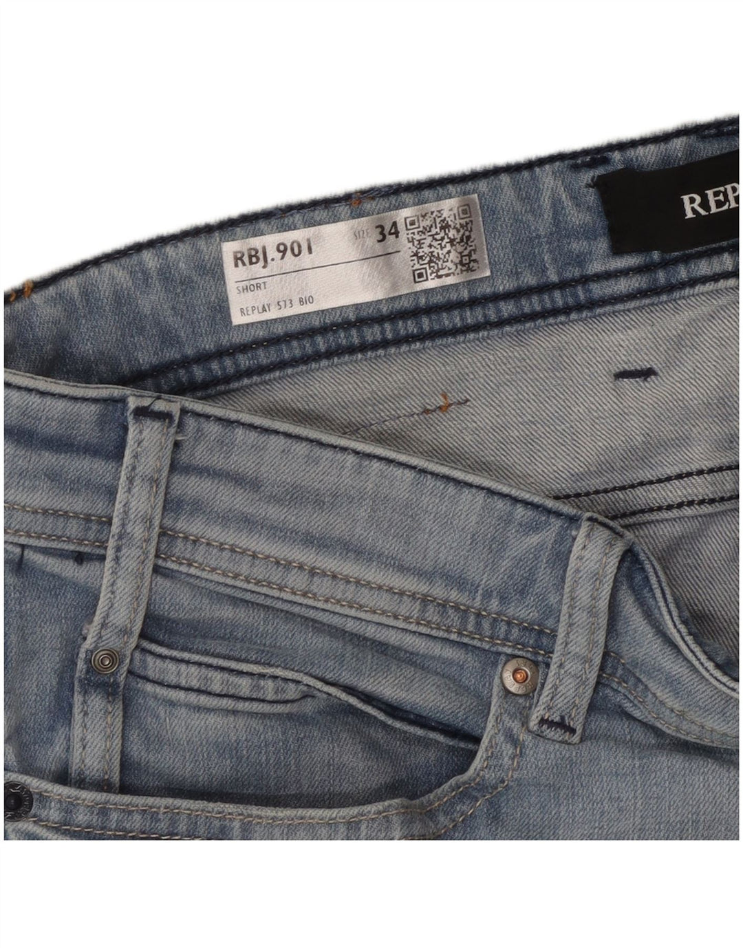 Shorts jeans masculino REPLAY W24 grande algodão azul