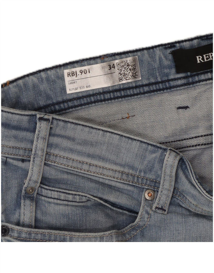 Shorts jeans masculino REPLAY W24 grande algodão azul