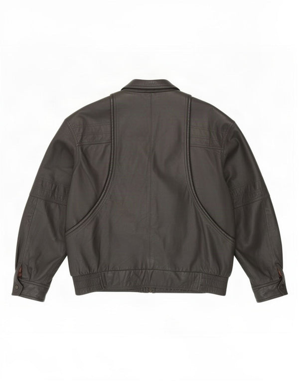 Jaqueta de couro masculina Jeffrey Brownleader UK 40 grande cinza