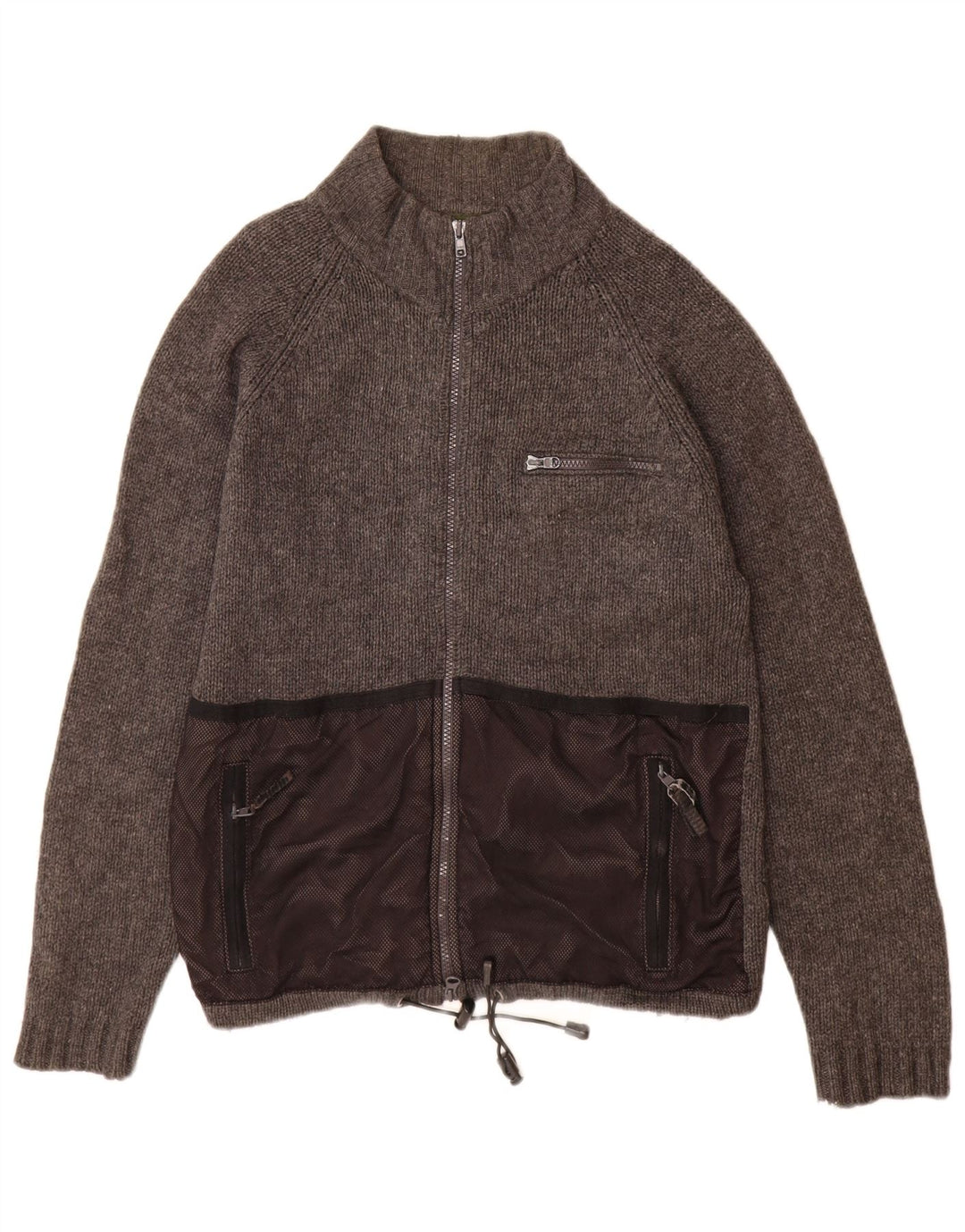 Suéter cardigã masculino Timberland lã cinza médio