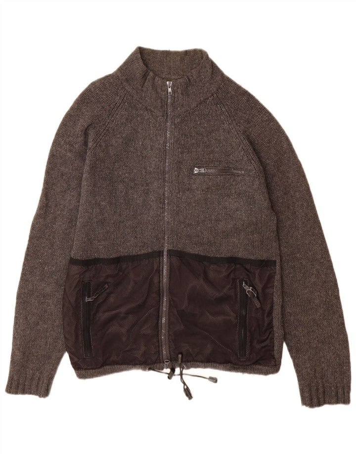 Suéter cardigã masculino Timberland lã cinza médio