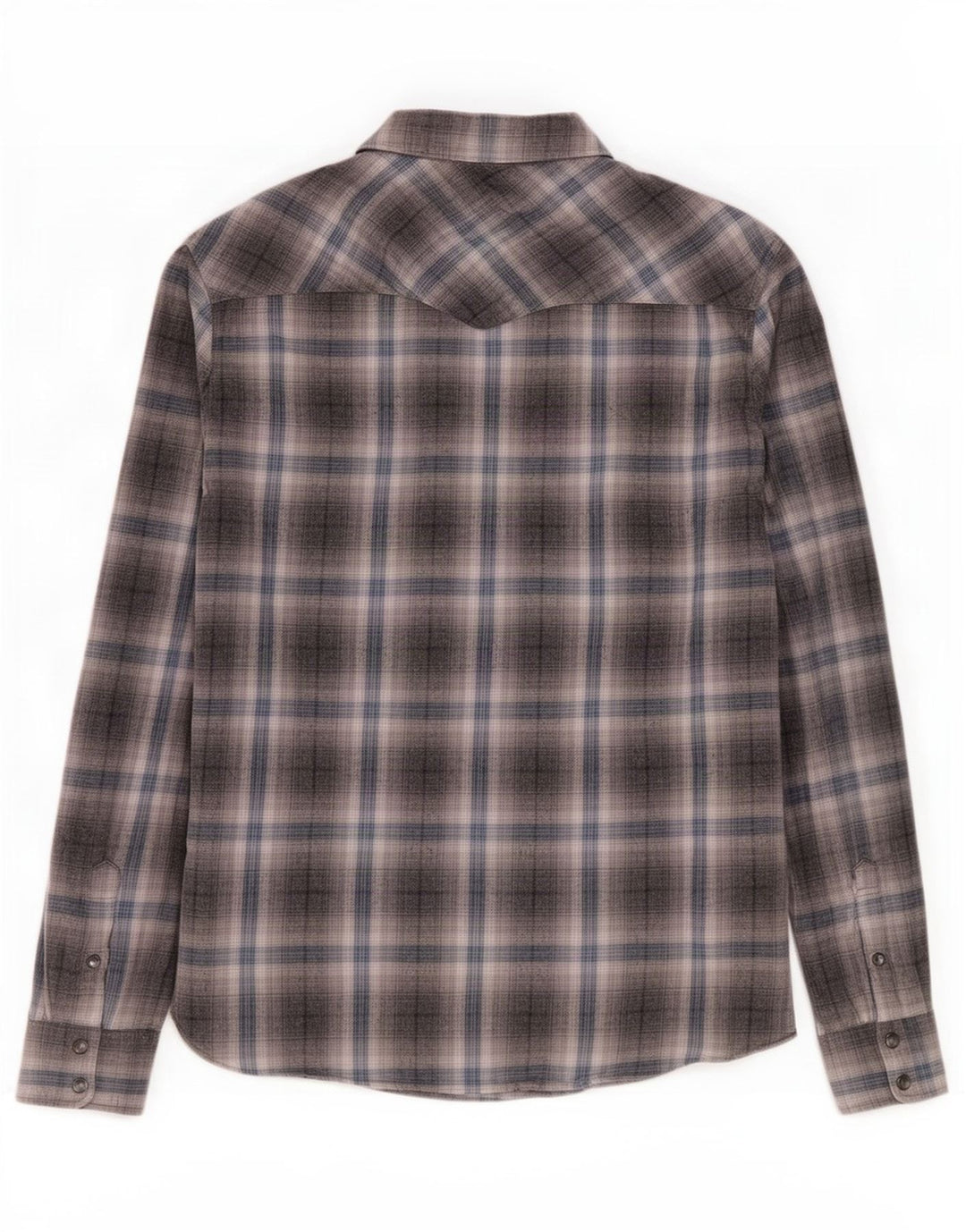 Camisa masculina de flanela All Saints pequena de algodão xadrez cinza