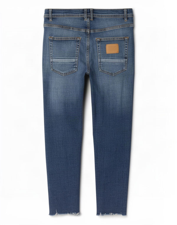 Zara Calça jeans skinny cortada masculina desgastada UE 42 grande W32 L25 algodão azul