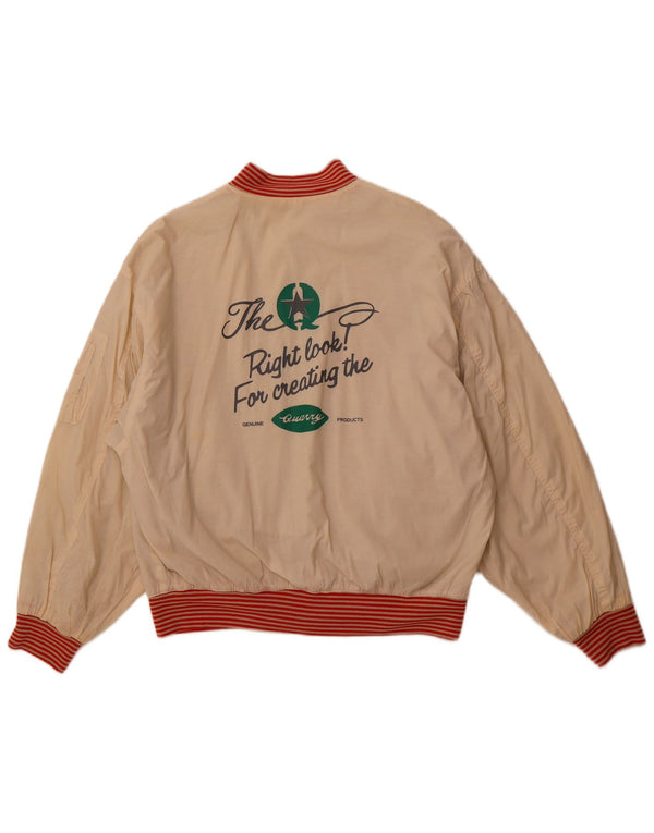 Jaqueta masculina gráfica reversível QUARRY UK 42 XL algodão branco