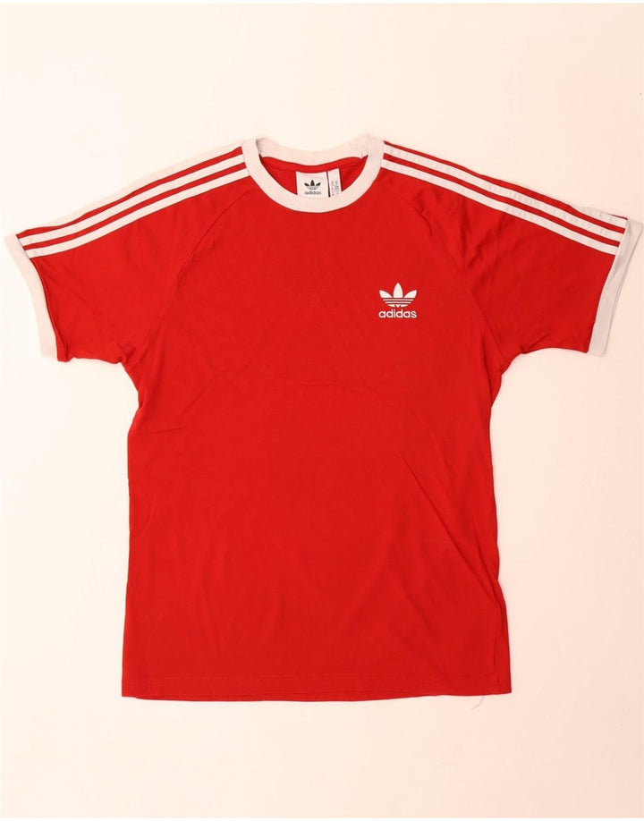 Adidas Mens Camiseta Top Médio Algodão Vermelho