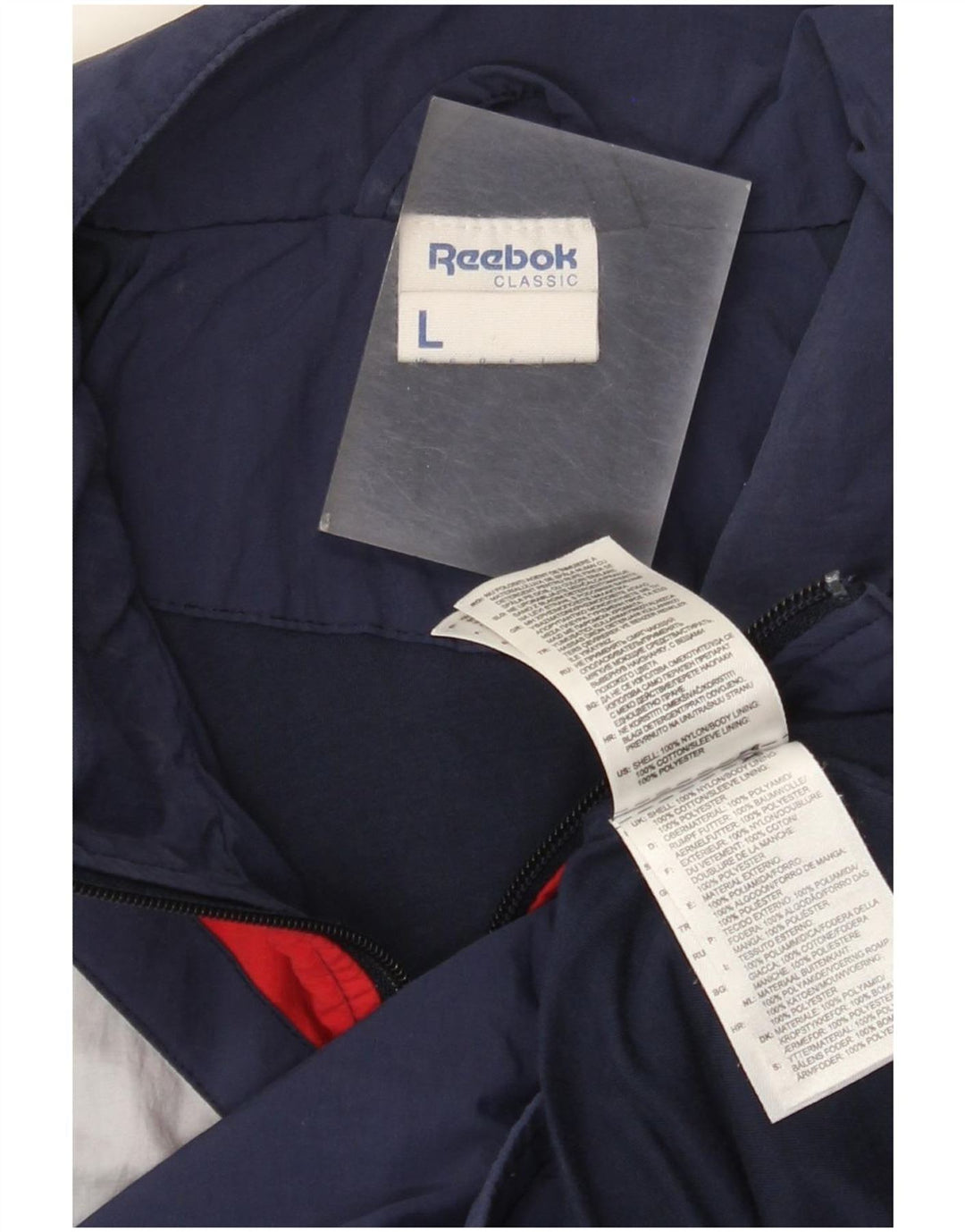 Reebok Mens Tracksuit Top Jacket Grande Azul Marinho Colourblock Nylon