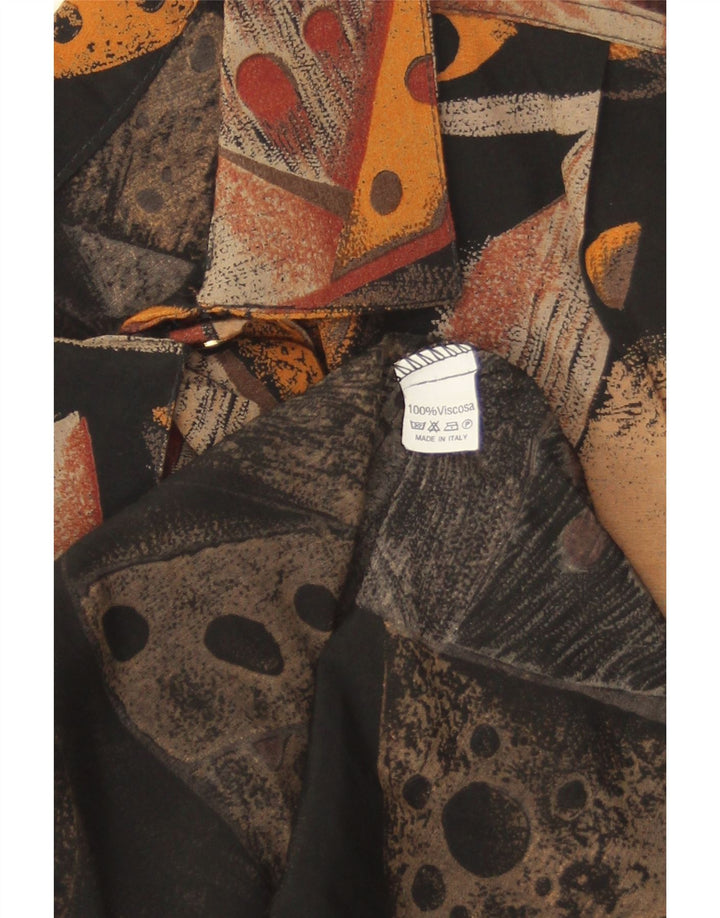 Blusa feminina vintage com padrão abstrato Reino Unido 20 2XL multicolorida