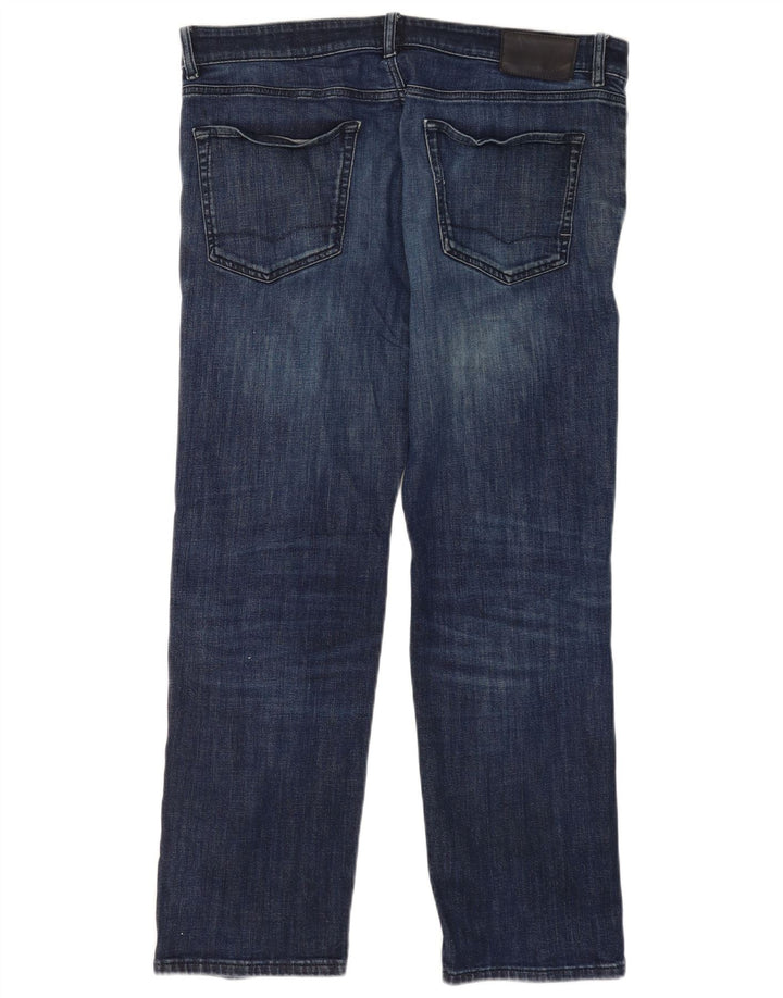 Jeans retos regulares femininos Hugo Boss W36 L32 algodão azul