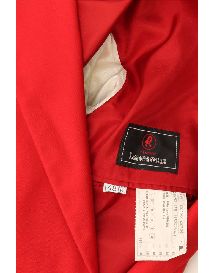 Jaqueta blazer masculina Tessuti Lanerossi com 2 botões Reino Unido 38 lã virgem vermelha média