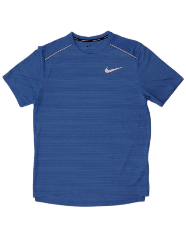 Nike Mens Dri Fit Camiseta Top Médio Azul Listrado Poliéster