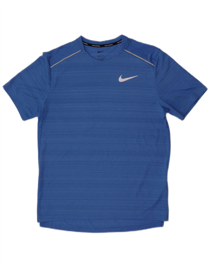 Nike Mens Dri Fit Camiseta Top Médio Azul Listrado Poliéster