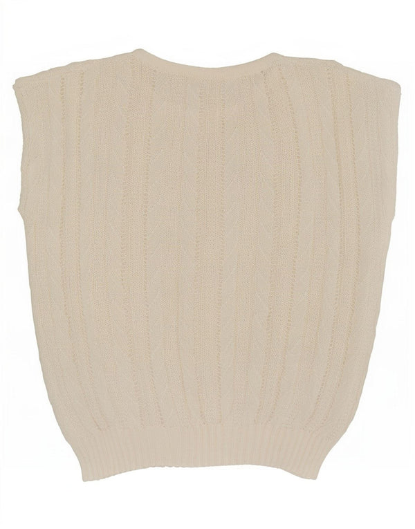 Top feminino colete vintage UK 14 médio off white