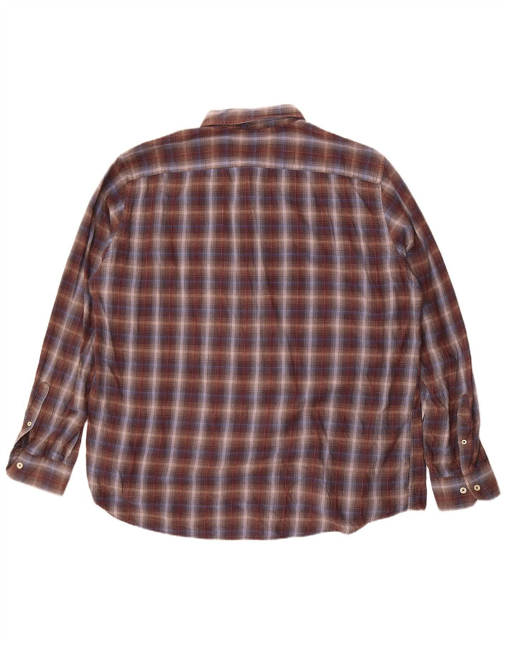 Camisa masculina de flanela Carrera Regular Fit 3XL algodão xadrez marrom
