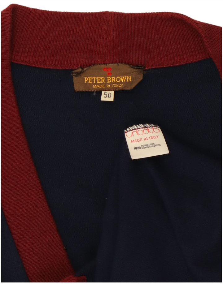 Suéter cardigã masculino Peter Brown IT 50 algodão azul marinho médio