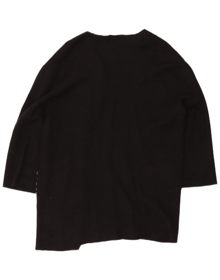 Suéter cardigã aberto Zara Longline feminino Reino Unido 16 grande preto