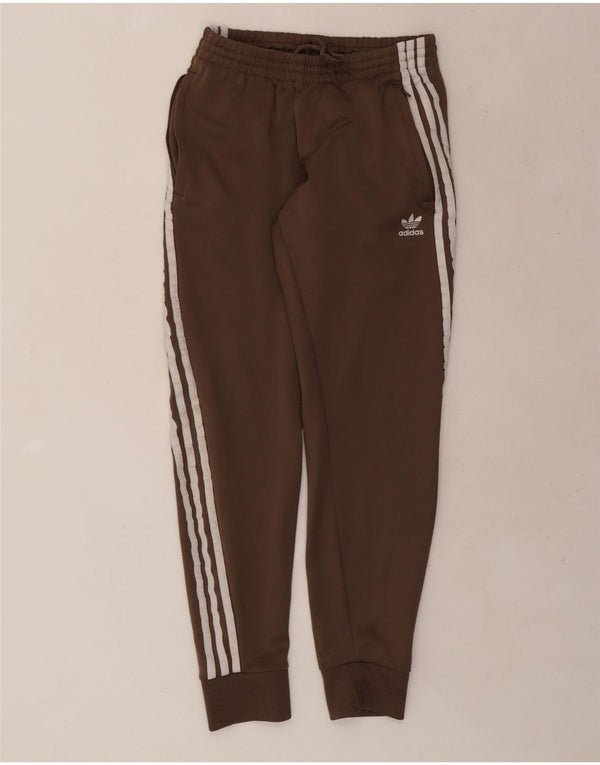 Adidas Womens Tracksuit Calças Joggers UK 8 Pequeno Marrom