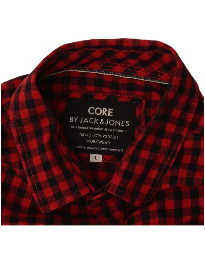 Camisa masculina Jack & Jones grande vermelha guingão