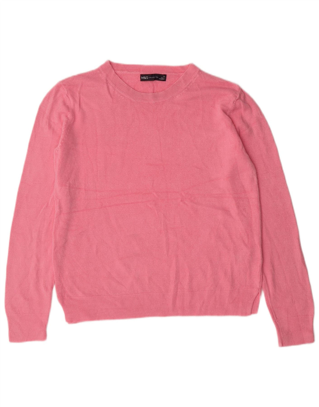 Suéter feminino MARKS & SPENCER com gola canoa Reino Unido 12 acrílico rosa médio