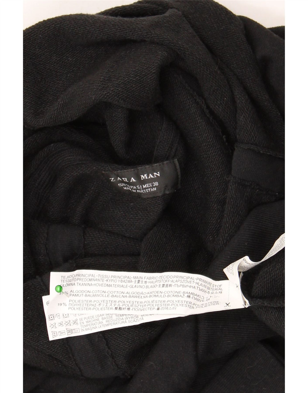 Moletom Zara masculino com gola redonda e algodão preto pequeno