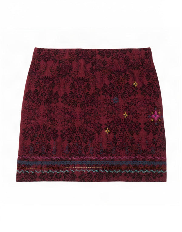 Mini saia feminina White Stuff UK 14 grande W36 L21 poliéster floral roxo