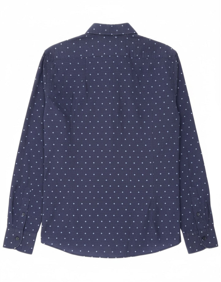 Camisa masculina MASSIMO DUTTI média azul marinho manchada
