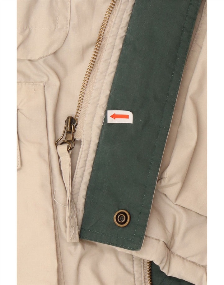 Jaqueta utilitária masculina vintage UK 40 poliéster bege grande
