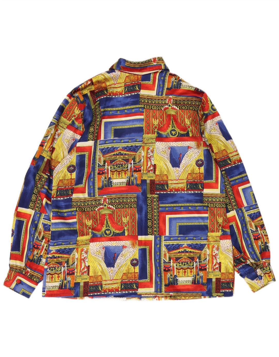 Camisa feminina VINTAGE com padrão abstrato UK 18 XL multicolorido