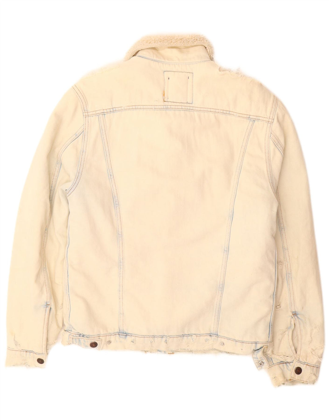 Jaqueta jeans Zara masculina Sherpa Reino Unido 36 algodão bege pequeno