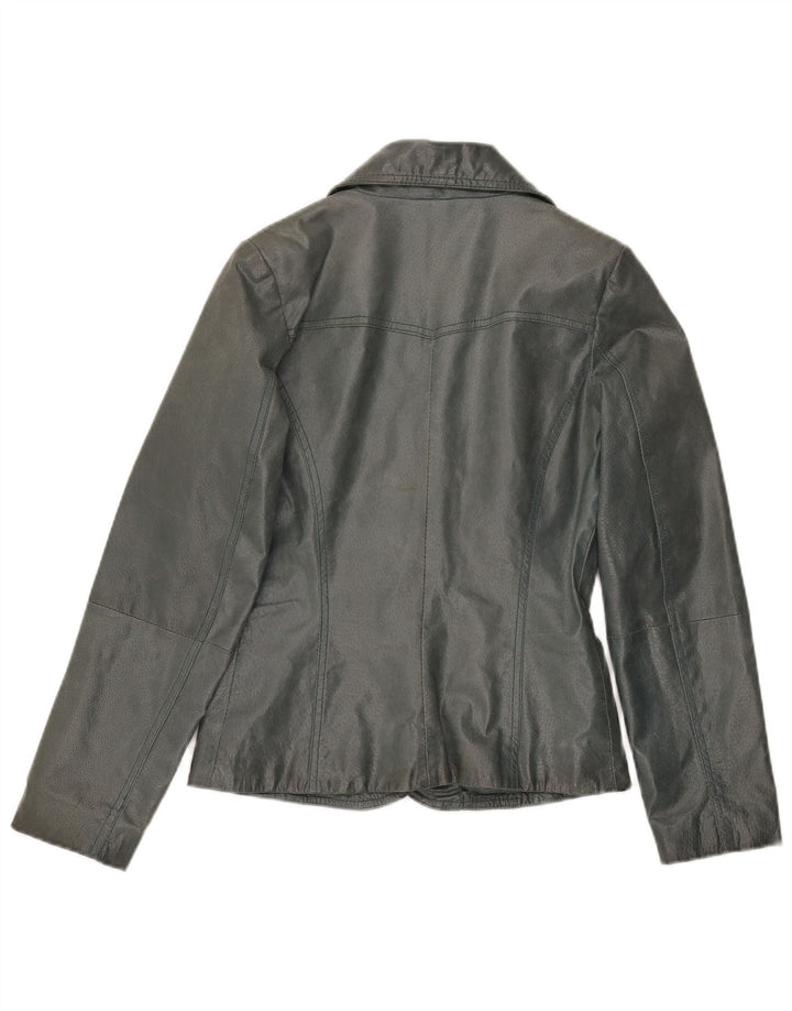 Jaqueta Blazer Vintage Feminina com 3 Botões UK 10 Pequena Cinza